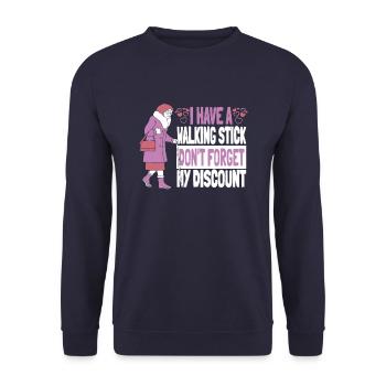 Rentner Rente Lustig Dont Forget My Discount - Unisex Pullover - Navy - Vorne - Alina (178cm) & Michal (187cm)