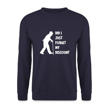 Pension de retraité drôle N’oubliez pas ma réduction - Sweat-shirt Unisexe - marine - Devant - Alina (178cm) & Michal (187cm)