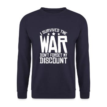 Rentner Rente Lustig Dont Forget My Discount - Unisex Pullover - Navy - Vorne - Alina (178cm) & Michal (187cm)