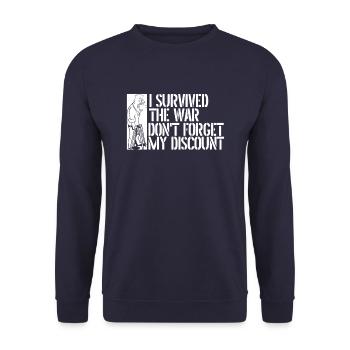 Pension de retraité N’oubliez pas ma réduction - Sweat-shirt Unisexe - marine - Devant - Alina (178cm) & Michal (187cm)