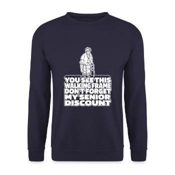Pensioner Pension Dont Forget My Senior Discount - Unisex Sweatshirt - navy - Front - Alina (178cm) & Michal (187cm)