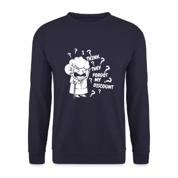 Pensioner Pension Dont Forget My Senior Discount - Unisex Sweatshirt - navy - Front - Alina (178cm) & Michal (187cm)