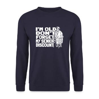 Rentner Rente Lustig Dont Forget My Discount - Unisex Pullover - Navy - Vorne - Alina (178cm) & Michal (187cm)