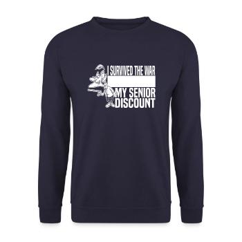 Pensioner Pension Dont Forget My Senior Discount - Unisex Sweatshirt - navy - Front - Alina (178cm) & Michal (187cm)