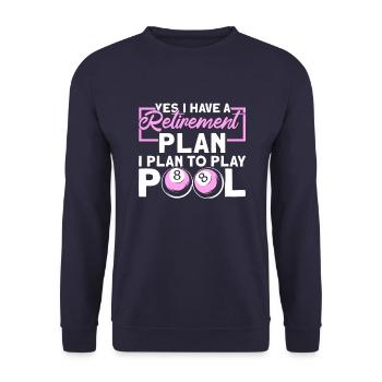 Rentner Rente Schwimmbad - Unisex Pullover - Navy - Vorne - Alina (178cm) & Michal (187cm)