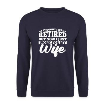 Rentner Rente Gattin - Unisex Pullover - Navy - Vorne - Alina (178cm) & Michal (187cm)