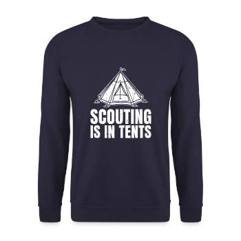 Pfadfinder Scouting Is In Tents - Unisex Pullover - Navy - Vorne - Alina (178cm) & Michal (187cm)