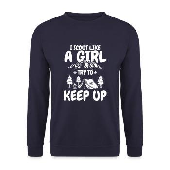 Boy Scout Girl - Unisex Sweatshirt - navy - Front - Alina (178cm) & Michal (187cm)