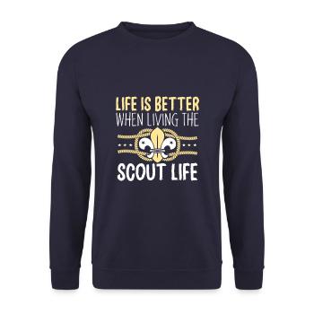 Boy Scout Life - Unisex Sweatshirt - navy - Front - Alina (178cm) & Michal (187cm)