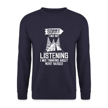 Pfadfinder Abzeichen - Unisex Pullover - Navy - Vorne - Alina (178cm) & Michal (187cm)