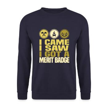 Boy Scout Badge - Unisex Sweatshirt - navy - Front - Alina (178cm) & Michal (187cm)