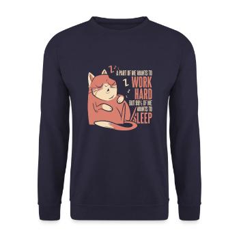 Katze Humor - Unisex Pullover - Navy - Vorne - Alina (178cm) & Michal (187cm)