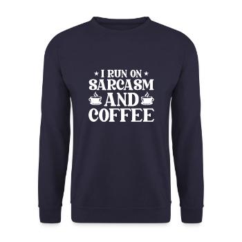 Schwarzer Humor Kaffee - Unisex Pullover - Navy - Vorne - Alina (178cm) & Michal (187cm)