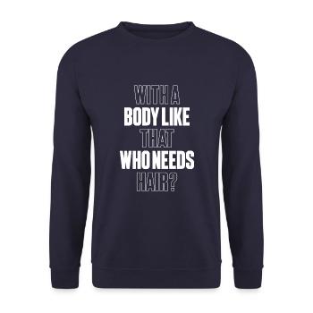 Schwarzer Humor Kahl - Unisex Pullover - Navy - Vorne - Alina (178cm) & Michal (187cm)