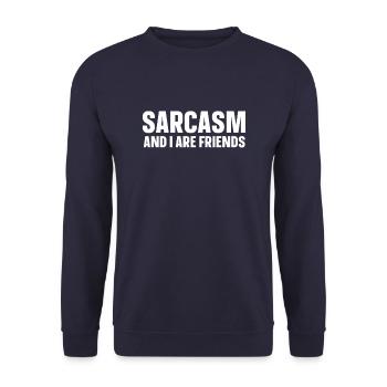 Schwarzer Humor Sarkastisch - Unisex Pullover - Navy - Vorne - Alina (178cm) & Michal (187cm)