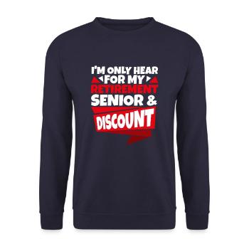 Pensioner Pension Discount - Unisex Sweatshirt - navy - Front - Alina (178cm) & Michal (187cm)