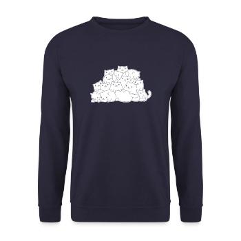 Katze - Unisex Pullover - Navy - Vorne - Alina (178cm) & Michal (187cm)