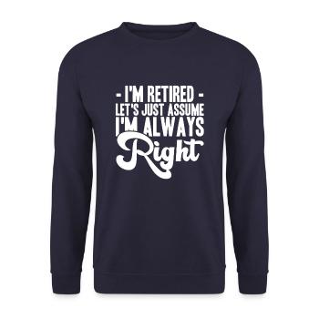 Pension de pensionné - Sweat-shirt Unisexe - marine - Devant - Alina (178cm) & Michal (187cm)