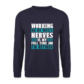 Pensioner Pension Funny - Unisex Sweatshirt - navy - Front - Alina (178cm) & Michal (187cm)