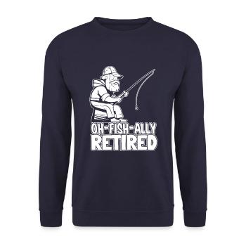 Rentner Rente Ohfishally Retired - Unisex Sweatshirt - navy - Front - Alina (178cm) & Michal (187cm)