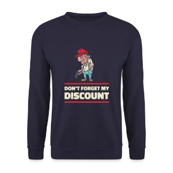 Pension de retraité drôle N’oubliez pas ma réduction - Sweat-shirt Unisexe - marine - Devant - Alina (178cm) & Michal (187cm)