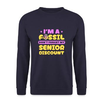 Rentner Rente Lustig Dont Forget My Discount - Unisex Pullover - Navy - Vorne - Alina (178cm) & Michal (187cm)