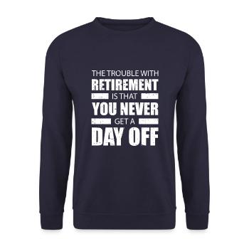 Pensioner pension funny - Unisex Sweatshirt - navy - Front - Alina (178cm) & Michal (187cm)
