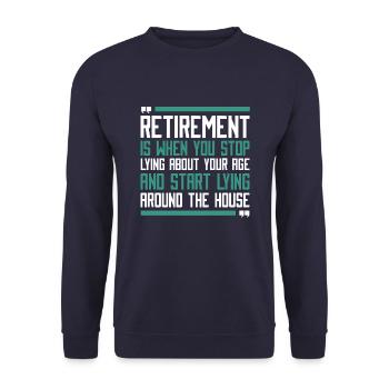 Pensioner pension funny - Unisex Sweatshirt - navy - Front - Alina (178cm) & Michal (187cm)
