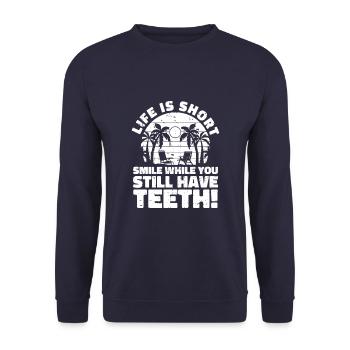 Pensioner Pension Funny - Unisex Sweatshirt - navy - Front - Alina (178cm) & Michal (187cm)