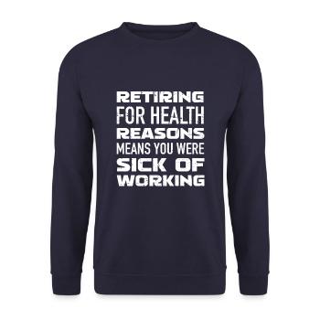 Pensioner pension funny - Unisex Sweatshirt - navy - Front - Alina (178cm) & Michal (187cm)