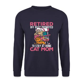 Pensioner Pension Cat - Unisex Sweatshirt - navy - Front - Alina (178cm) & Michal (187cm)
