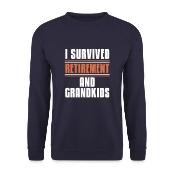 Pensioner pension - Unisex Sweatshirt - navy - Front - Alina (178cm) & Michal (187cm)