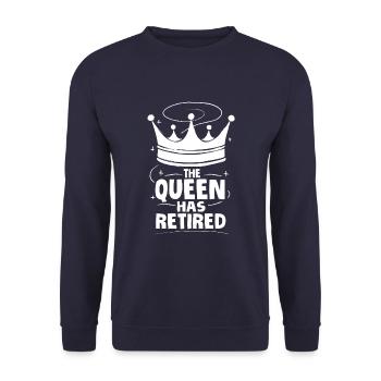 Rentner Rente Witzig The Queen Has Retired - Unisex Pullover - Navy - Vorne - Alina (178cm) & Michal (187cm)