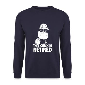 Pension de retraité Drôle Cette nana est à la retraite - Sweat-shirt Unisexe - marine - Devant - Alina (178cm) & Michal (187cm)