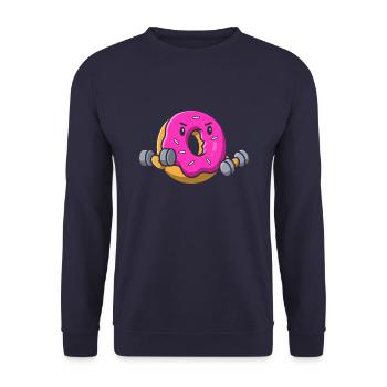 Gewichtheben Gewichtheber Krapfen - Unisex Pullover - Navy - Vorne - Alina (178cm) & Michal (187cm)