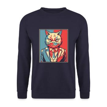 Cat - Unisex Sweatshirt - navy - Front - Alina (178cm) & Michal (187cm)