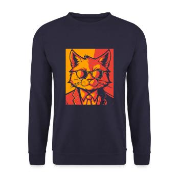 Cat - Unisex Sweatshirt - navy - Front - Alina (178cm) & Michal (187cm)