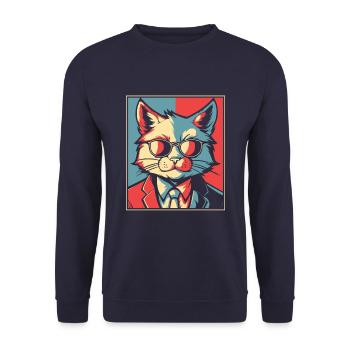 Katze - Unisex Pullover - Navy - Vorne - Alina (178cm) & Michal (187cm)