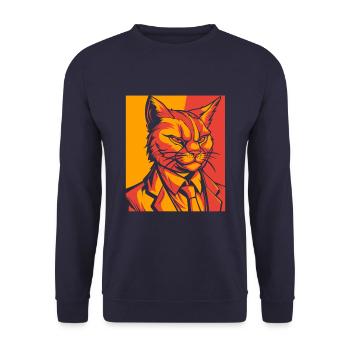Katze - Unisex Pullover - Navy - Vorne - Alina (178cm) & Michal (187cm)