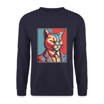 Katze - Unisex Pullover - Navy - Vorne - Alina (178cm) & Michal (187cm)