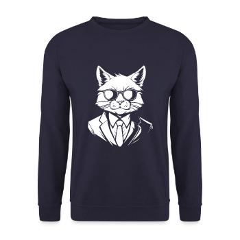 Katze - Unisex Pullover - Navy - Vorne - Alina (178cm) & Michal (187cm)