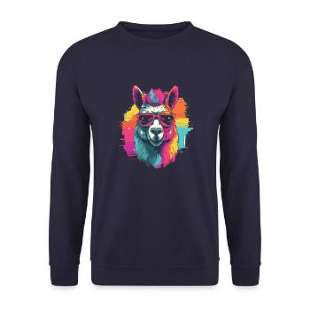 Lama Llama LGBT - Sweat-shirt Unisexe - marine - Devant - Alina (178cm) & Michal (187cm)