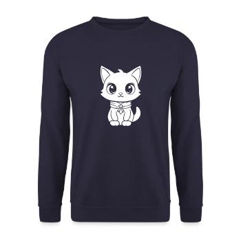 Katze - Unisex Pullover - Navy - Vorne - Alina (178cm) & Michal (187cm)