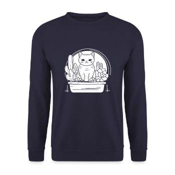 Katze - Unisex Pullover - Navy - Vorne - Alina (178cm) & Michal (187cm)