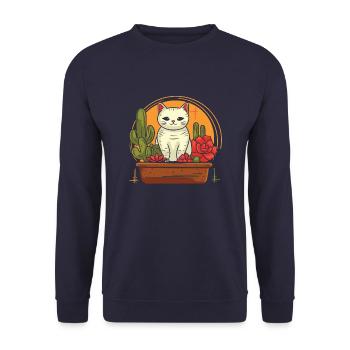 Katze - Unisex Pullover - Navy - Vorne - Alina (178cm) & Michal (187cm)