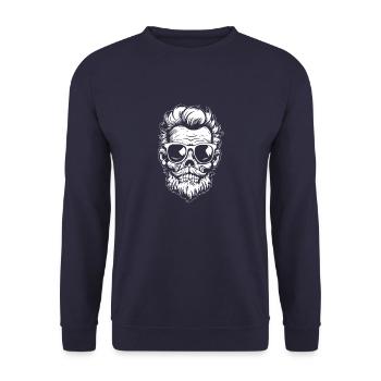 Halloween Skelett - Unisex Pullover - Navy - Vorne - Alina (178cm) & Michal (187cm)