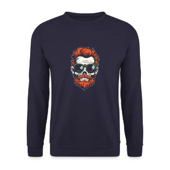 Halloween Skelett Schädel - Unisex Pullover - Navy - Vorne - Alina (178cm) & Michal (187cm)