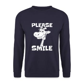 Giraffe Funny Just Smile - Unisex Sweatshirt - navy - Front - Alina (178cm) & Michal (187cm)