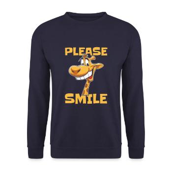Giraffe Funny Just Smile - Unisex Sweatshirt - navy - Front - Alina (178cm) & Michal (187cm)