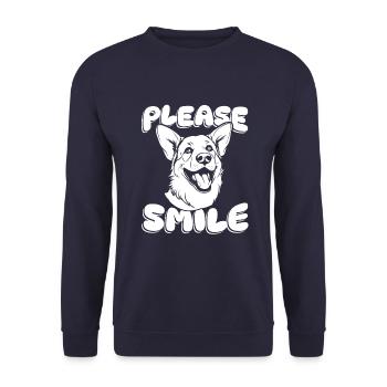 German Shepherd Just Smile - Unisex Sweatshirt - navy - Front - Alina (178cm) & Michal (187cm)